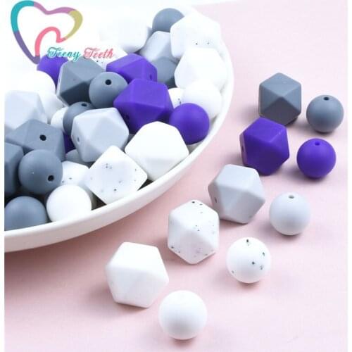 10 PCS Hexagon Silicone Beads Teething 17 MM Baby Teether Tool Care DIY Necklace Pacifier Chain BPA Free Silicone Round Beads