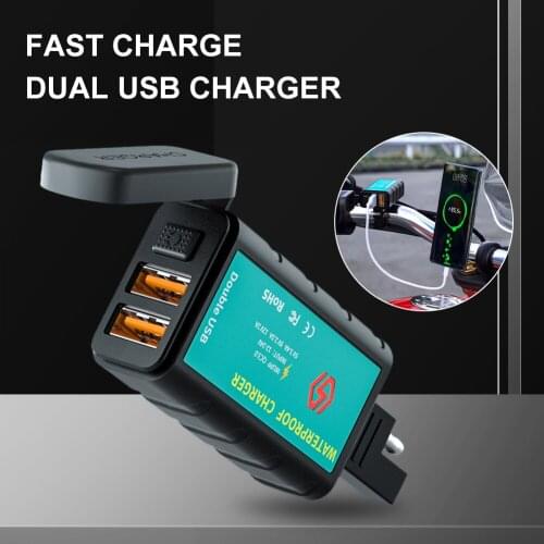 Motorcycle Dual USB Fast Charger SAE To USB SAE OT Adapter Quick Disconnect Plug Waterproof QC3.0 Quick Charge 12V-24V Dropship