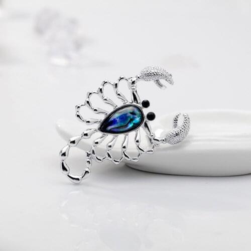 Black Eye Scorpion Brooch Natural Shell Fashion Silver Insect Brooches for Women Pins Jewelry Accessories