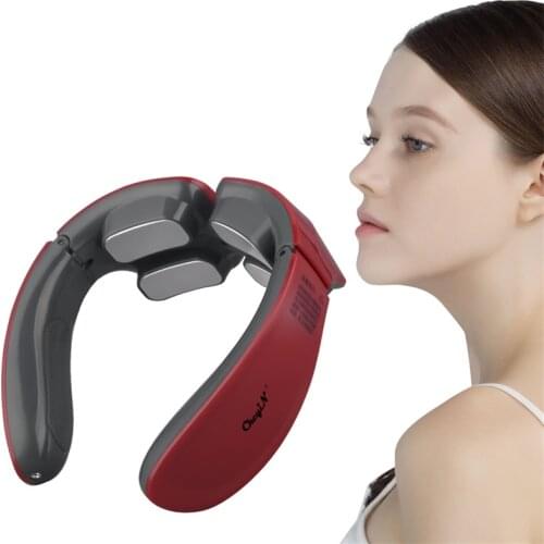 CkeyiN TENS Pulse Neck Massager Cordless Shoulder Fatigue Relief EMS Cervical Massager with Electrodes 12 Modes 20 Speeds Timing