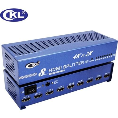 CKL 4Kx2K 3D 8 port HDMI Splitter 1 in 8 out 1x8 HDTV Distributor Metal HD-9842