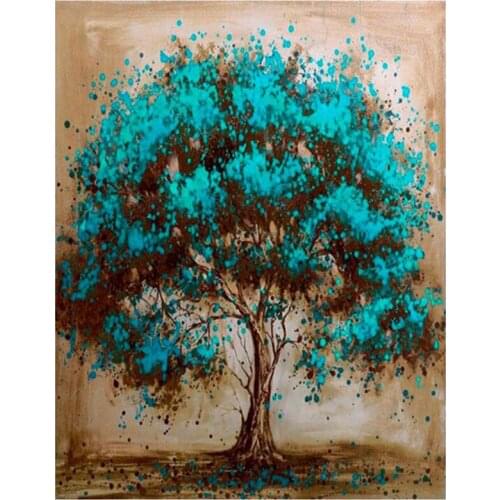 Diy Bead Green Tree Diamond Painting Embroidery Cross Stitch Kit Mosaic Scenic Fabric Needlework Decoration Art Design FC814