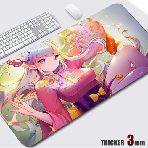 Anime Mouse Pad Gamer Office Desk Mat Re Zero Elsa Gaming Accessories XXL Large Rubber Pad Stitched Edges 3mm