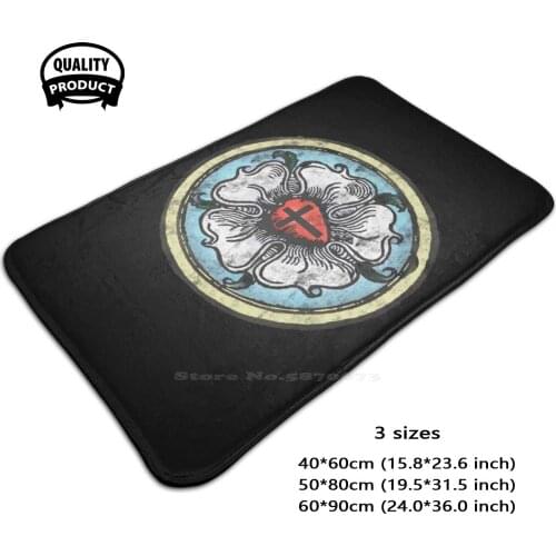 Luther Rose Lutheran Symbol Distressed Chalk 5 Solas 3D Soft Non-Slip Mat Rug Carpet Foot Pad Protestant Luther Nailed It