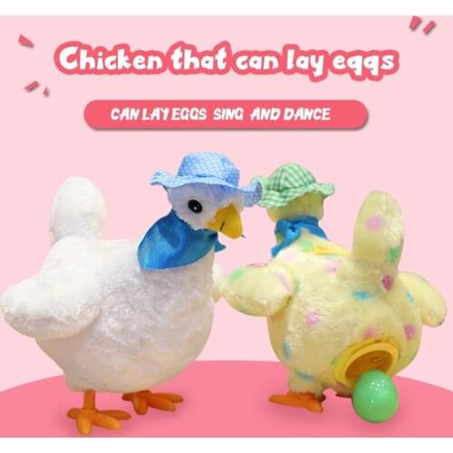 Creative fun plush toys prank egg laying hen funny baby electric plush doll gift pet toy