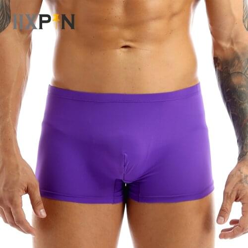 IIXPIN Men Lingerie Breathable Ice Silk Seamless Boxer Briefs Shorts Underwear Soft Bulge Pouch Underpants Man Panties