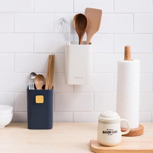 New Wall Hanging Chopsticks Knife Fork Storage Containers ABS Home Storage Draining Holder Tableware Drain Rack Kitchen Tools