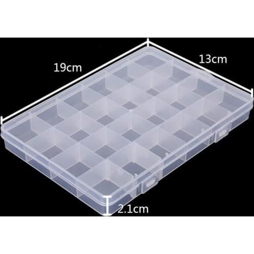 24 Grid Plastic Adjustable Transparent Jewelry Ring Earrings Box Case Portable Organizer Storage Box Travel Bins ,19x13x2.1cm