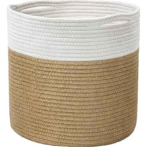 Hand-Woven Storage Basket Cotton Rope Art Storage Bucket Simple Desktop Container Home Decoration Garden Flower Planter