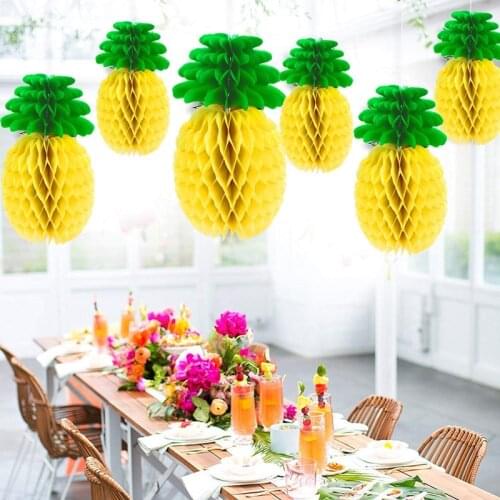 Hanging Tissue Paper Flamingo Pineapple Cactus Honeycomb Party Decoration Hawaiian Luau Birthday Party Wedding Home Decor Supply