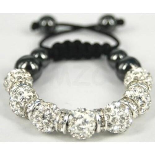 Cut!Free Shipping! 7 Bead 10mm CW micro pave CZ Disco Ball Beads Spacer crystal Bracelet. new design Kids jewelry