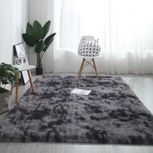 Nordic INS carpet bedroom living room bay window rug tatami rectangular thick carpet gradient color tie-dyed rug crawling mat