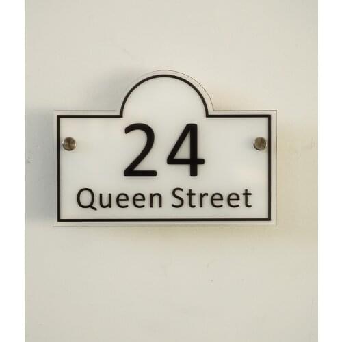 Custom modern personalized residential address plaque door number card glass effect acrylic