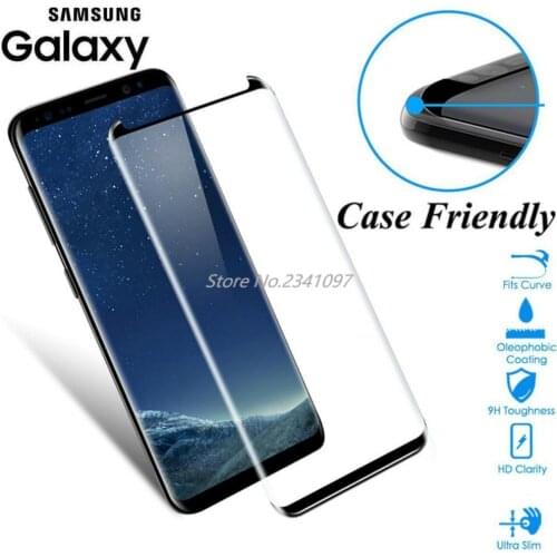 Glass Case Fit 3D Curved Glass for Samsung Galaxy S8 S9 Plus Tempered Glass Case Friendly Screen Protector for S8 Plus S9 Shield