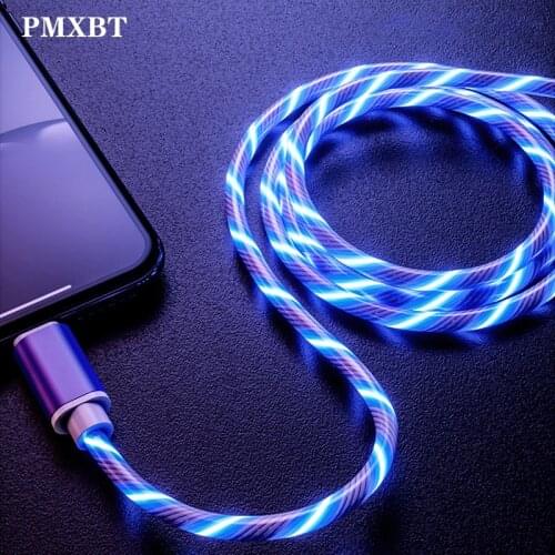 1M Glowing Fast Charger Cable Micro USB Type C Mobile Phone Charging Cord LED light Wire For Xiaomi Samsung Galaxy S8 S9 A50 A70
