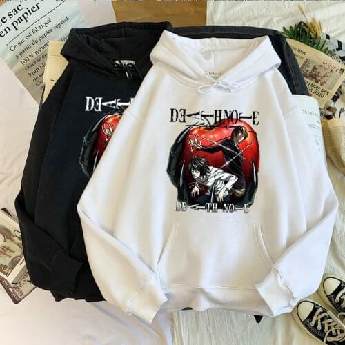 Japanese Anime Death Note Hoodies Men Kawaii Winter Warm Hoody Funny Cartoon Graphic Streetwear Harajuku Unisex Sweatshirts Male
