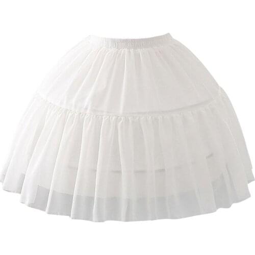 83XC Women Girls Multi Layer Cosplay Lolita Underskirt Elastic Waistband Single Steel Loop Bridal Wedding Dress Petticoat White