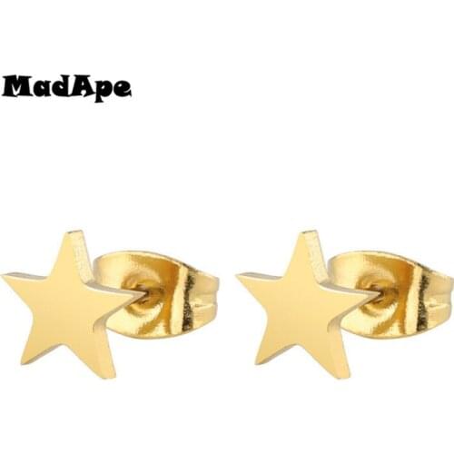 MadApe Stainless Steel Star Earrings Simple Trendy Anti-allergic Stud Earrings For Women Jewelry Wholesale Female Stud Earrings