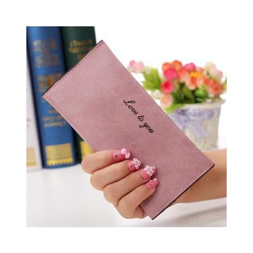 Ladies ultra-thin retro long wallet frosted small purse PU leather bag coin purse buckle female purse clutch holiday gift