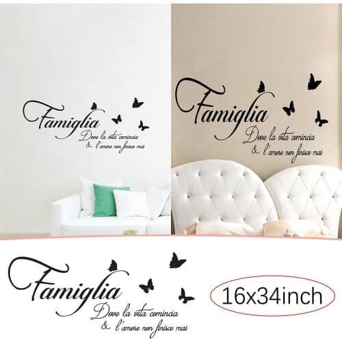 1 Set Creative Italian Famiglia Letters Bedroom Wall Stickers Removable Living Room Stickers Decorative Stickers DIY Home Decor