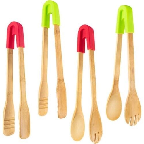 1Pcs Bamboo Food Clip Customized Bread Barbecue Clip Buffet Clip Silicone Food Clip Baking Tools