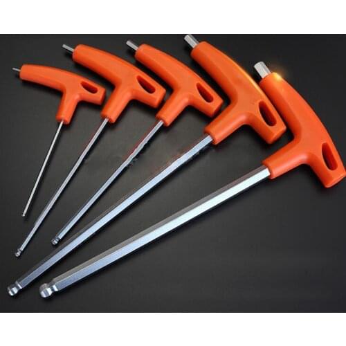 1pc High Quality 2-6MM Chromium-vanadium Steel T type wrench repairing hand CR-V hexkey with falt head wrench Set