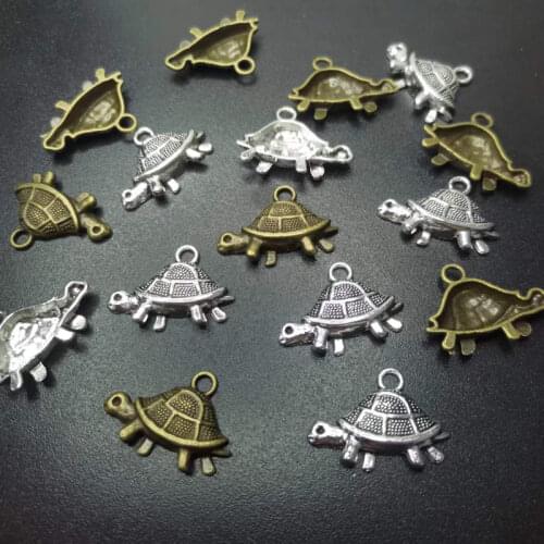 12pcs Tortoise Turtle 28*19mm Tibetan Silver Pendant Findings Accessories DIY Vintage Choker Necklace