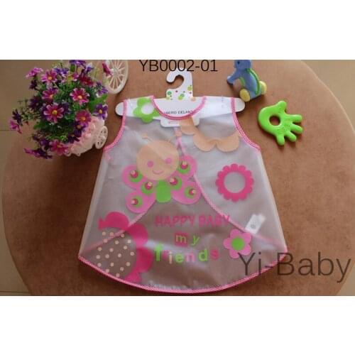 12pcs/Set YB0002-01 EVA waterproof childrens apron PVC Bib Paint apron Protect cloth clear Drawing supplies Kids Baby bib