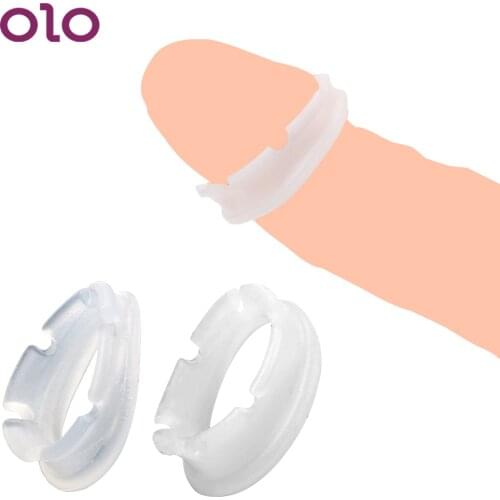 OLO 2pcs Foreskin Resistance Ring Glans Delay Trainer Tassel Penis Ring Foreskin Correction Cock Penis Widening Rings