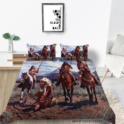 3D Horse Bedding Set Indian Cool Fashion Duvet Cover Wilderness King Queen Full Twin Single Double Tribal Bed Set Artistic