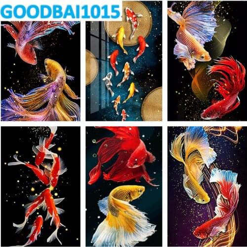 5D DIY Diamond Painting Fish Diamond Embroidery Full Square Round Drill Animal Mosaic Cross Stitch Kits Home Decoration