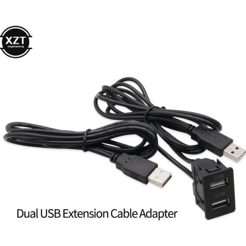 Car Universal Dual Flush Mount Two USB Port Extension Cable Lead Mounting Panel USB 2.0 Cable Adapter 150CM