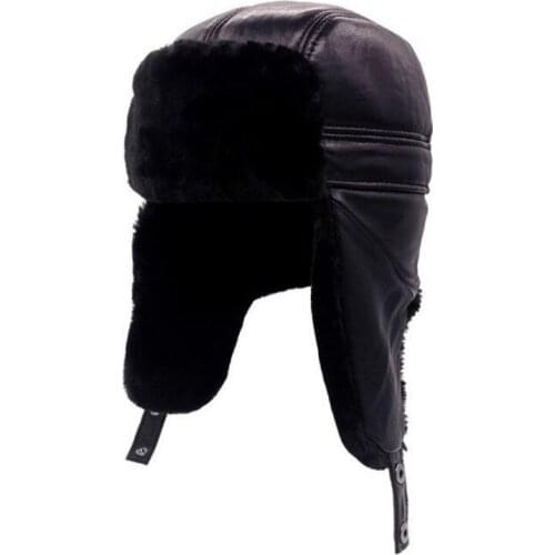 B-7138 Winter Russian Ushanka Hats Unisex Fur Skiing Hats for Men Women Cotton Layer Bomber Hats