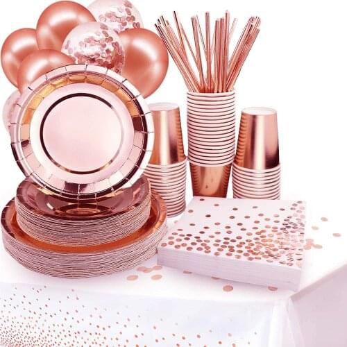 Pure Rose Gold Wedding Anniversary birthday party Bronzing birthday paper towel bronzing party supplies birthday decor supplies