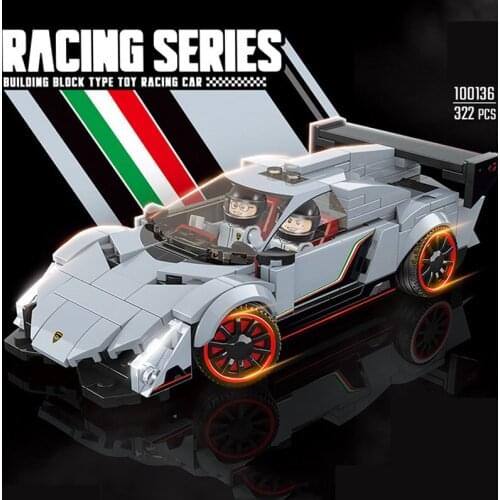 Hot City mini vehicle racing building block racers figures germany bull logo Lambor Veneno super sport car bricks toys for gift