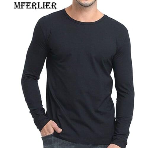 MFERLIER Spring Autumn t shirt men 5XL 6XL 7XL 8XL 9XL large size long sleeve cotton Weight 162kg Plus size tshirt men 5 colors