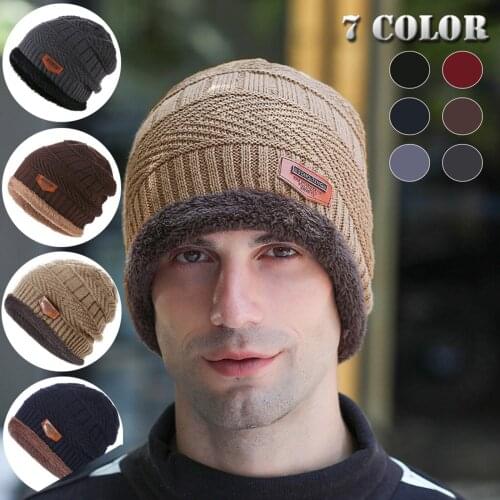 Cotton Warm Hats Fashion Fleece Contrast Colors Knitted Winter Hats For Women Men Cycling hedging Cap bonnet homme hiver