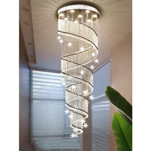 1PCS K9 Crystal Chandelier Flush Mount Crystal Light Spiral Ladder Luxury Crystal Hanging Fixtures Crystal Chandelier GF419