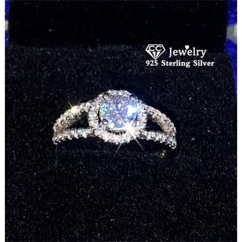 CC Rings For Women 925 Silver Bridal Wedding Round Cubic Zirconia Engagement Fashionable Ring Bijoux Femme Drop Shipping CC022