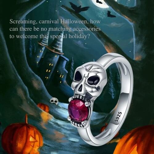 New 925 Sterling Silver Retro Vintage Skull Finger Rings for Halloween Party Women Fashion Jewelry Gift Free Shipping 2020