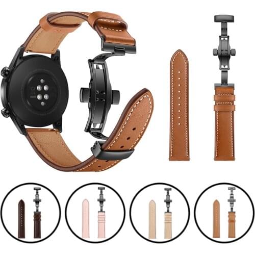 Butterfly Buckle Leather Band For Huawei Watch GT 2 Pro Strap For Honor GS Pro / ES Huawei GT2 Pro 20mm 22mm Bracelet Watchbands