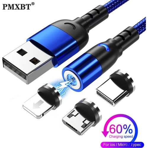 Magnetic Micro USB Type C Cable LED Fast Charging Magnet Charger Cord For iPhone Samsung Xiaomi Huawei Mobile Phone Charge Cable