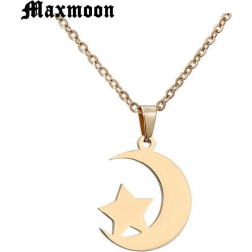 Maxmoon Moon Star Necklace Pendant Charm Women Boho Jewelry Choker Statement Lunar Necklace Maxi Collares Best Friend Gifts