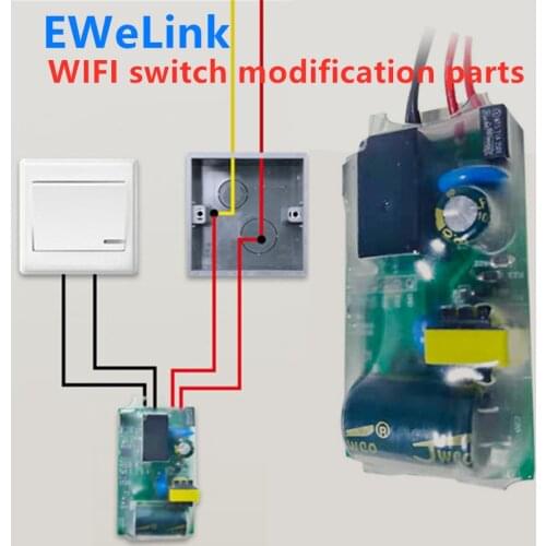 EWeLink WIFI Light Switch Modification Module Single Fire Switch Alexa Google Home Voice Control No Neutral Wire Needed