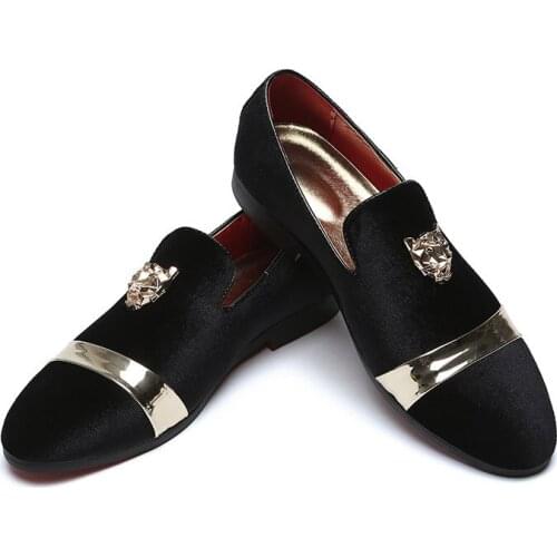 2019 New Men loafers brand Golden Metal tigers Decoration Shoes Men Casual Shoes flats Plus Size ST359