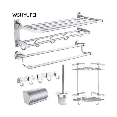 Stainless Steel Bathroom Hardware Set Chrome Polished Toothbrush Holder Paper Holder Towel Bar Bathroom Accessories