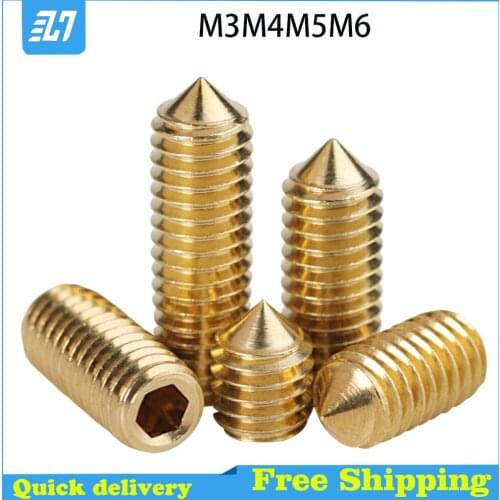 Brass Hex Socket Cup Point Set Grub Screw Metric Thread Hexagon Headless Allen Head Bolt M3 M4 M5 M6