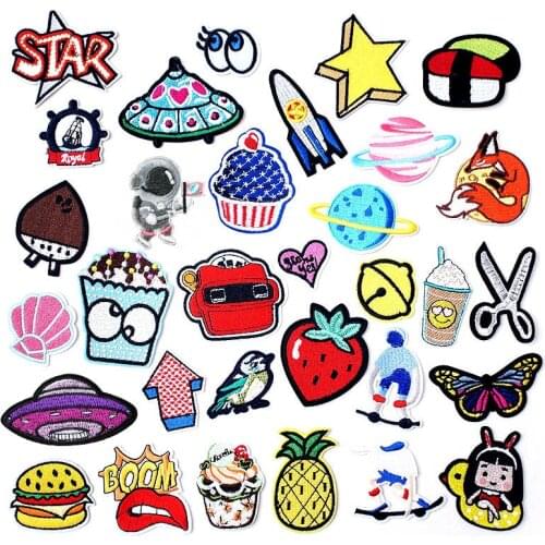 Drinks Hamburger Scissors Badges Patch Jeans Bag Hat Clothes Apparel Sewing Decoration Applique Bagde Patches Accessories