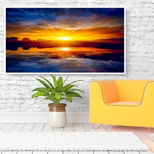 Wall Art Canvas Paintings Sunset Beach Sea Wave Seascape Picture 1 Panels Prints Posters Ocean Canvas for Living Room Home Decor