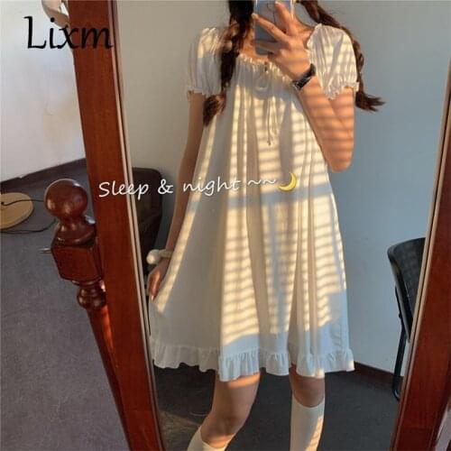 2021 new princess style sweet lolita cute Japanese thin nightdress women summer soft sister pajamas female home service ins